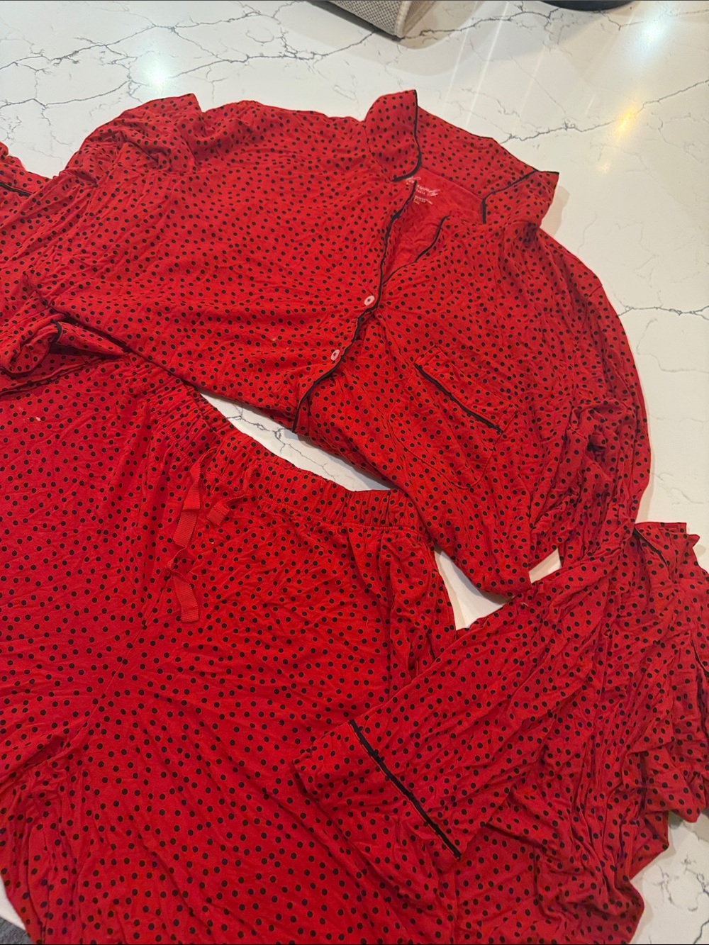 Victorias Secret Red Polka Dot Button-Front Pajama Set